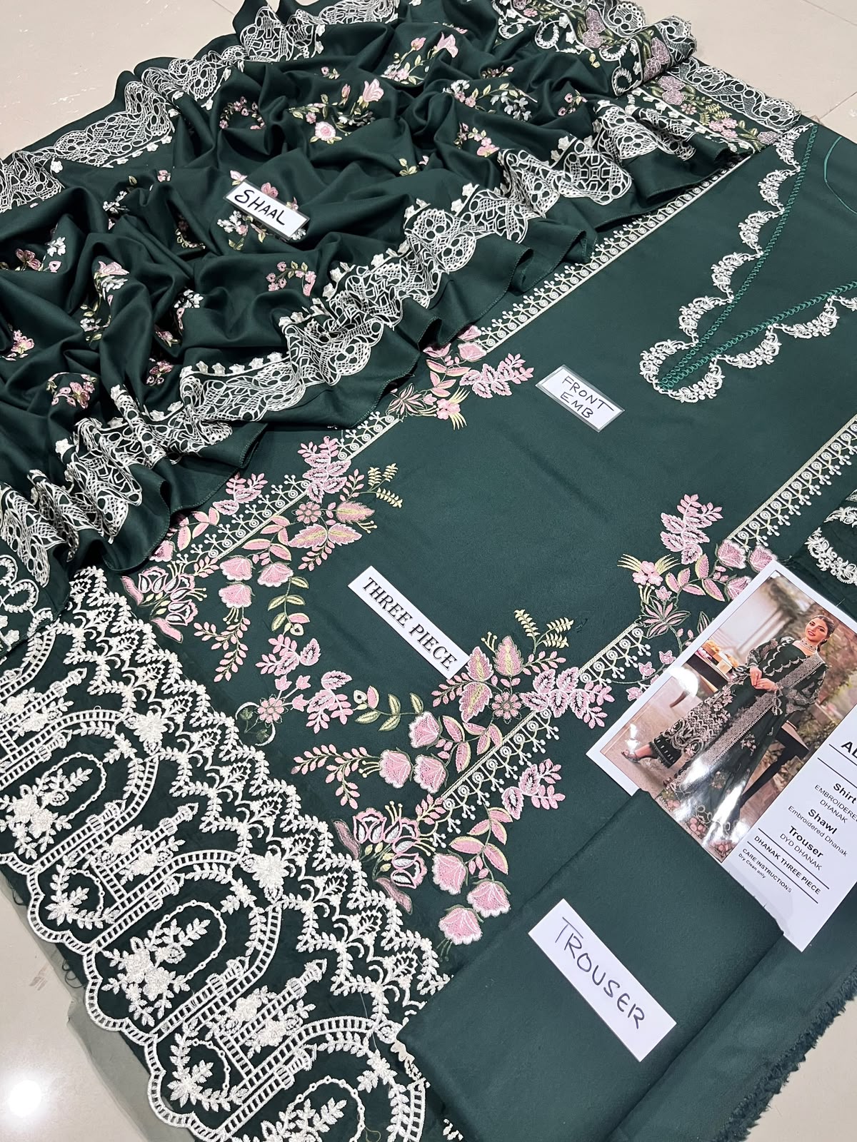 3-Piece Premium Embroidered Dhanak Suit AL-811ST