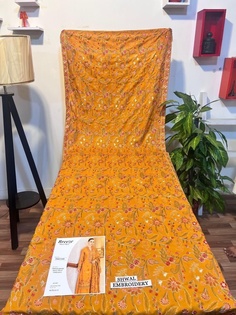 3-Piece Bareeze Inspired Premium Embroidered Dhanak Suit AL-823