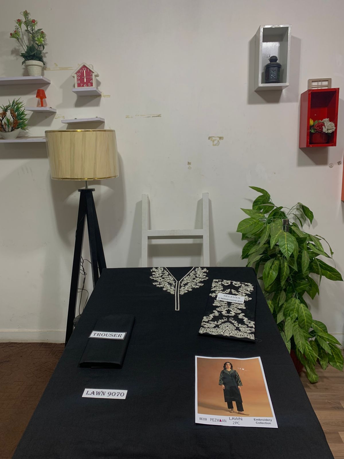 Embroidered 2Pc Lawn Unstitched Summer Dress - DE-1110BK