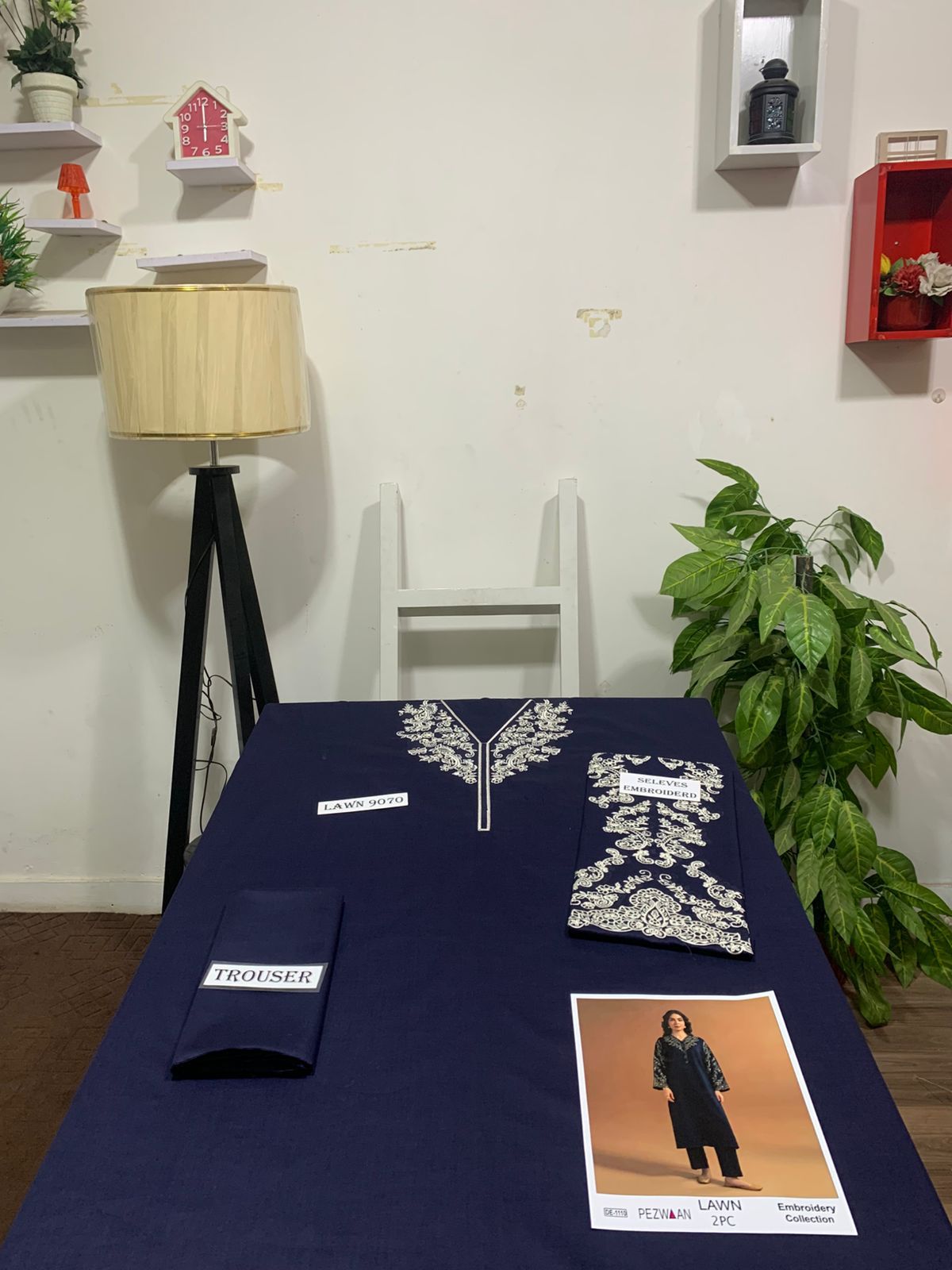 Embroidered 2Pc Lawn Unstitched Summer Dress - DE-1110BL