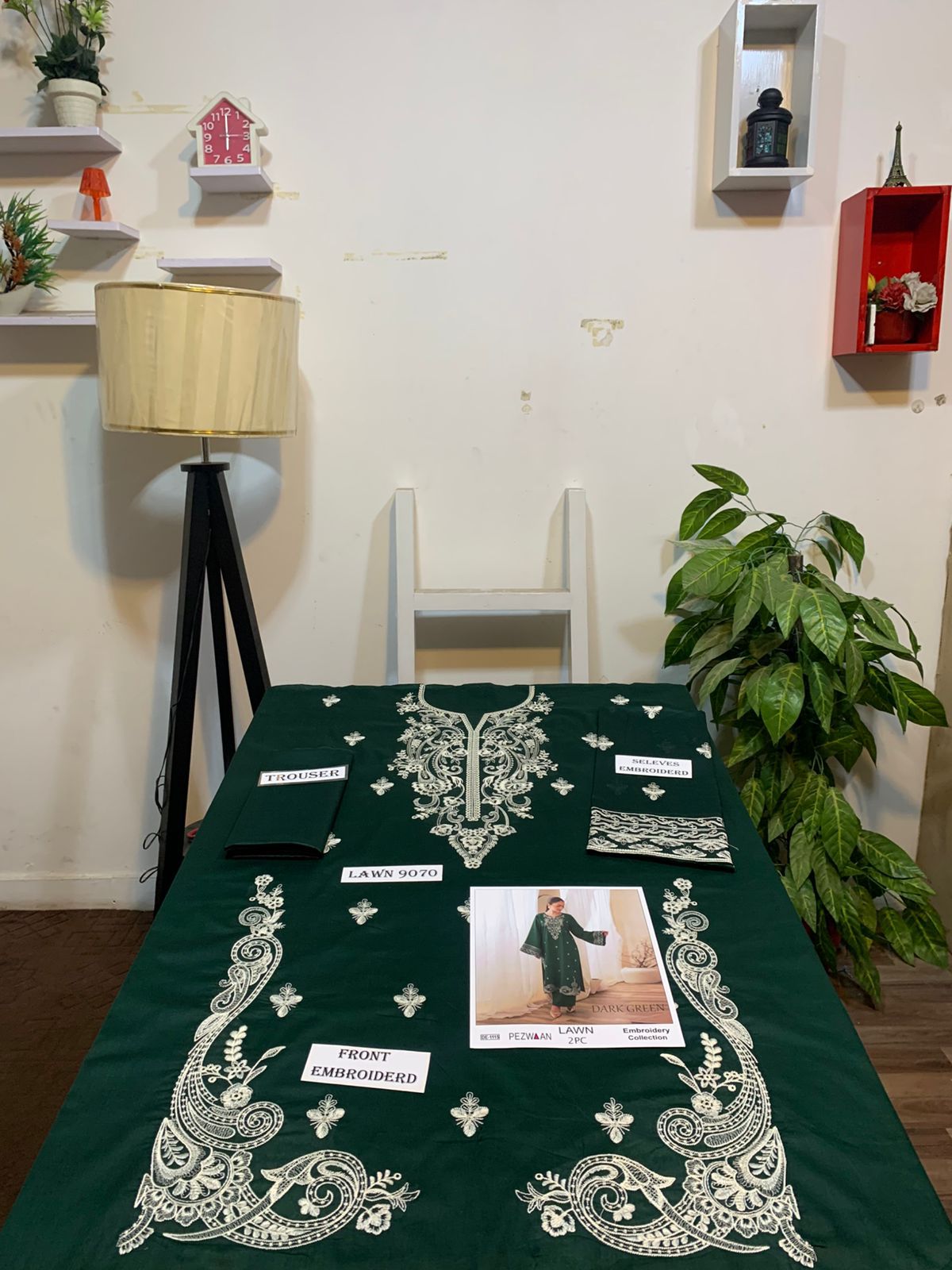 Embroidered 2Pc Lawn Unstitched Summer Dress - DE-1115GR