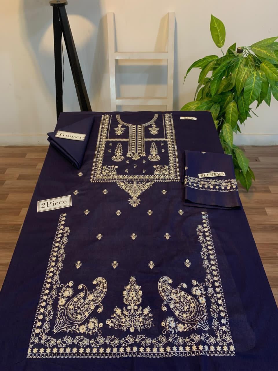 Embroidered 2Pc Lawn Unstitched Summer Dress - DE-1122NB