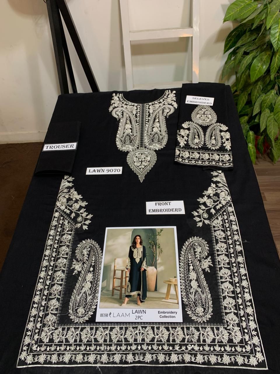 Embroidered 2Pc Lawn Unstitched Summer Dress - DE-1142B