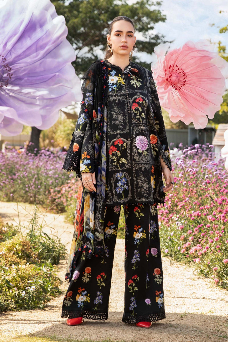 Lawn 3Pc Dress Unstitched Printed with EMB Patches - DM1