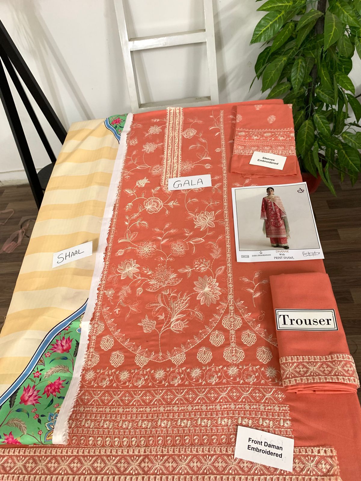 Fully EMB 3PC Dhanak Unstitched Winter Dress With Wool Shawl - W109