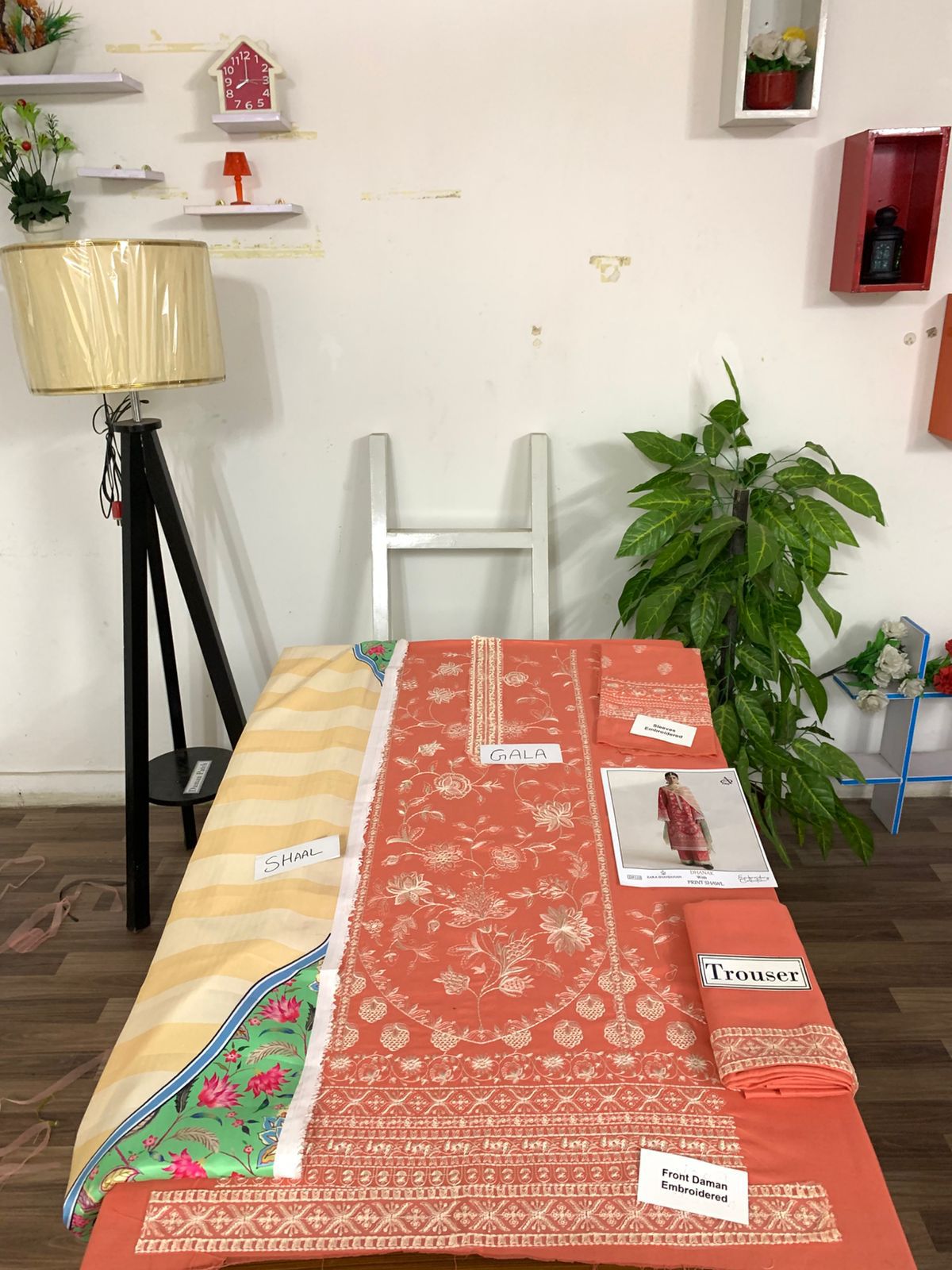 Fully EMB 3PC Dhanak Unstitched Winter Dress With Wool Shawl - W109