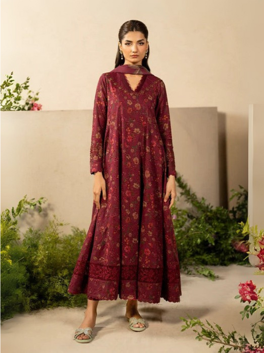 Khaddar Printed 3PC Unstitched With Khaddar Shawl- P106