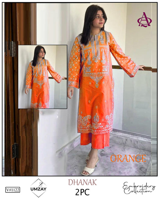 Embroidered 2Pc Dhanak Unstitched Winter Dress With EMB Patches - W1123