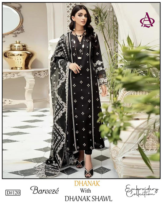 EMB 3PC Dhanak Unstitched Winter Dress With EMB Shawl- W116