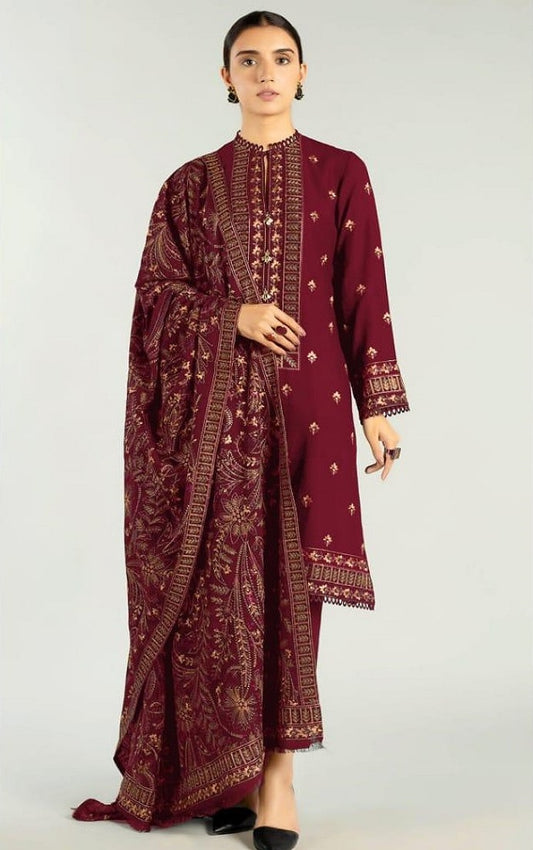 Fully Embroidered 3PC Dress With Heavy EMB Shawl - W17