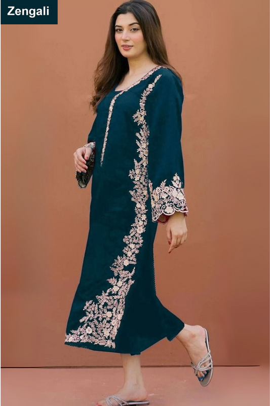 Embroidered 2Pc Dhanak Unstitched Winter Dress With EMB Patches - W624