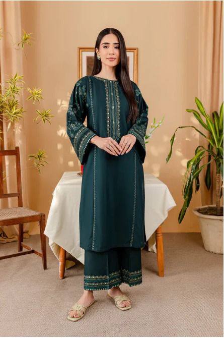 Embroidered 2Pc Dhanak Unstitched Winter Dress With EMB Patches - W626