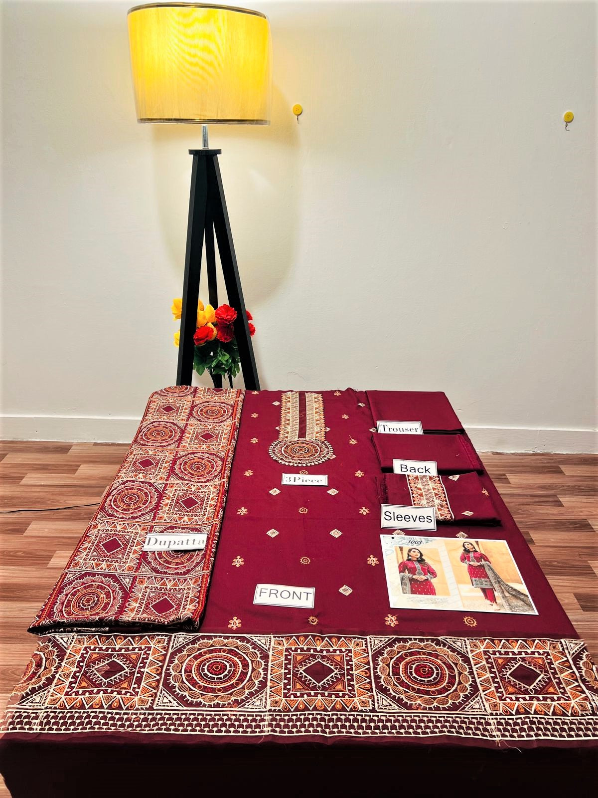 Dhanak Fully Embroidered 3PC Suit With Dhanak Full Embroidered Shawl - DH108 - RAAJKOMARI