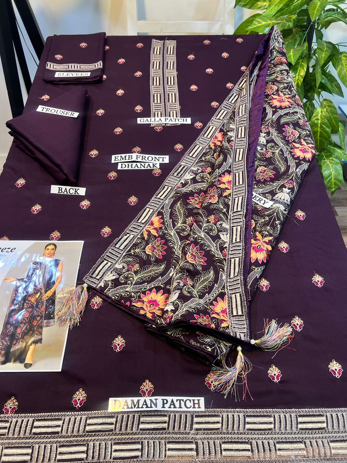 Fully Embroidered 3PC Dress With Heavy EMB Shawl - W7