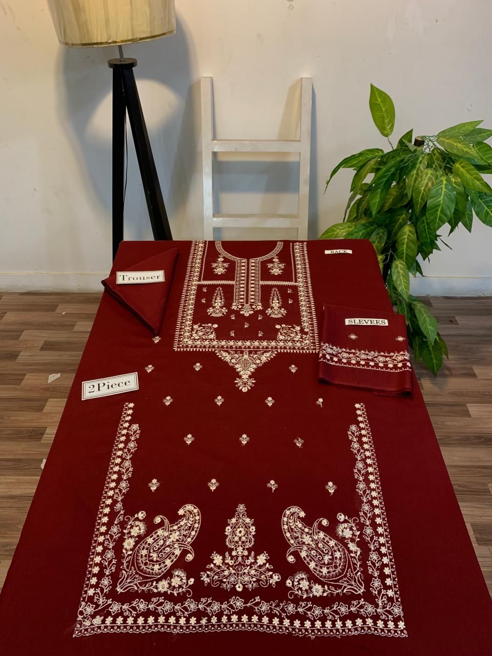 Embroidered 2Pc Dhanak Unstitched Winter Dress With EMB Patches - W608