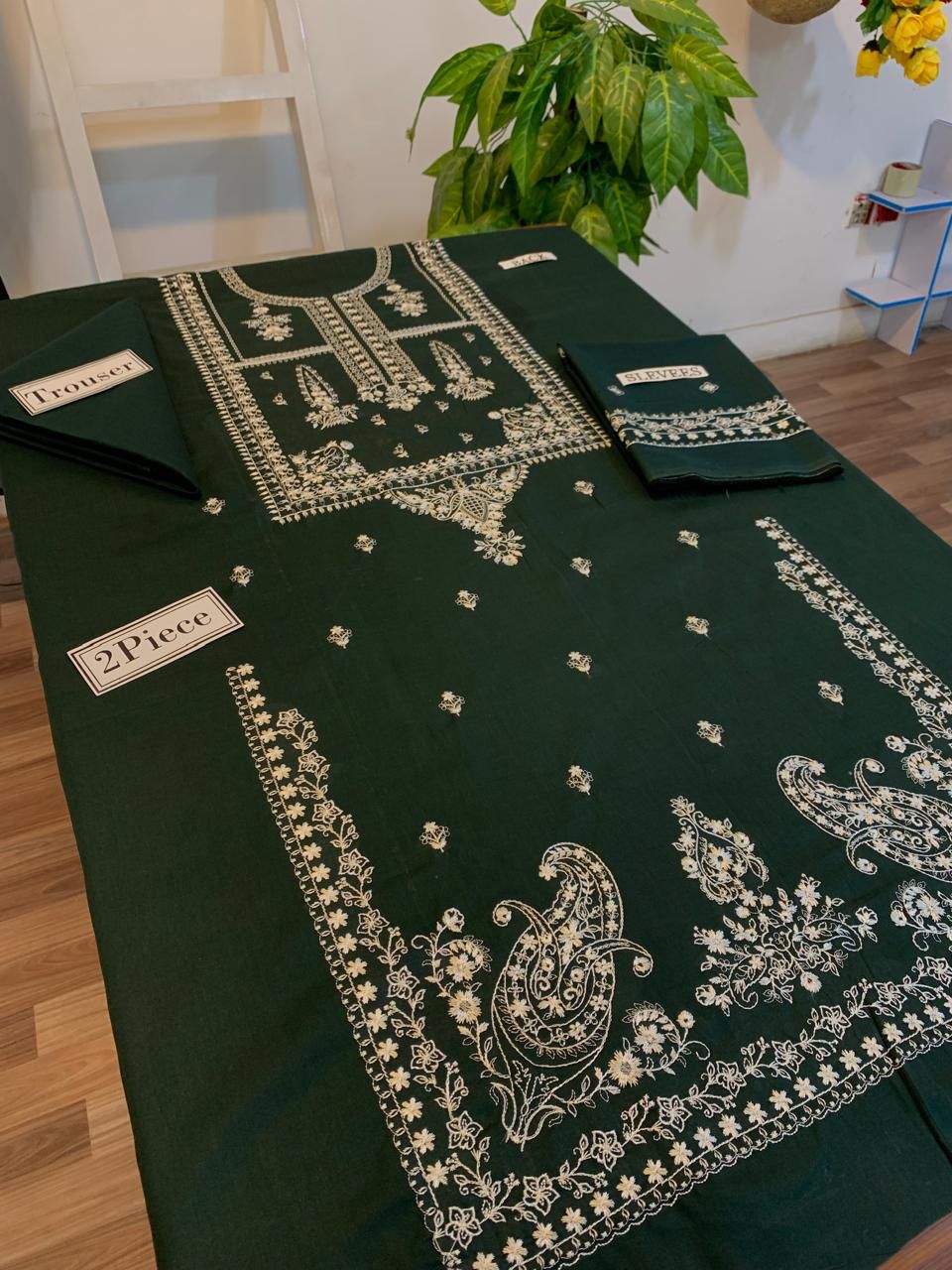 Embroidered 2Pc Dhanak Unstitched Winter Dress With EMB Patches - W607