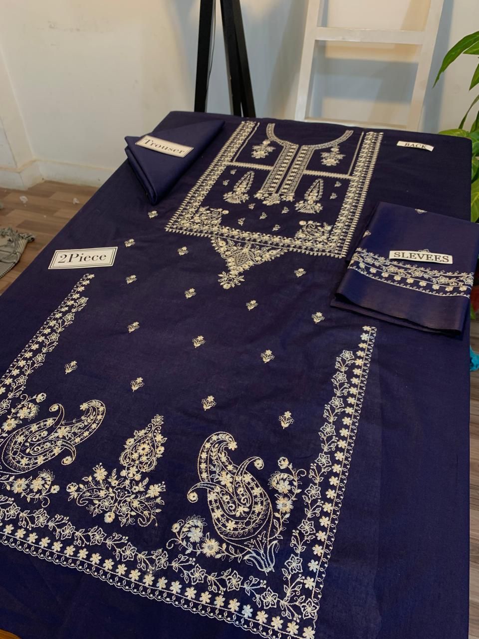 Embroidered 2Pc Dhanak Unstitched Winter Dress With EMB Patches - W606