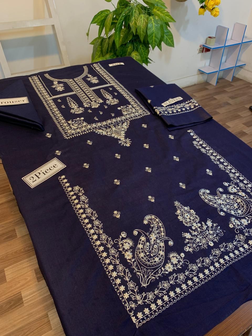 Embroidered 2Pc Dhanak Unstitched Winter Dress With EMB Patches - W606