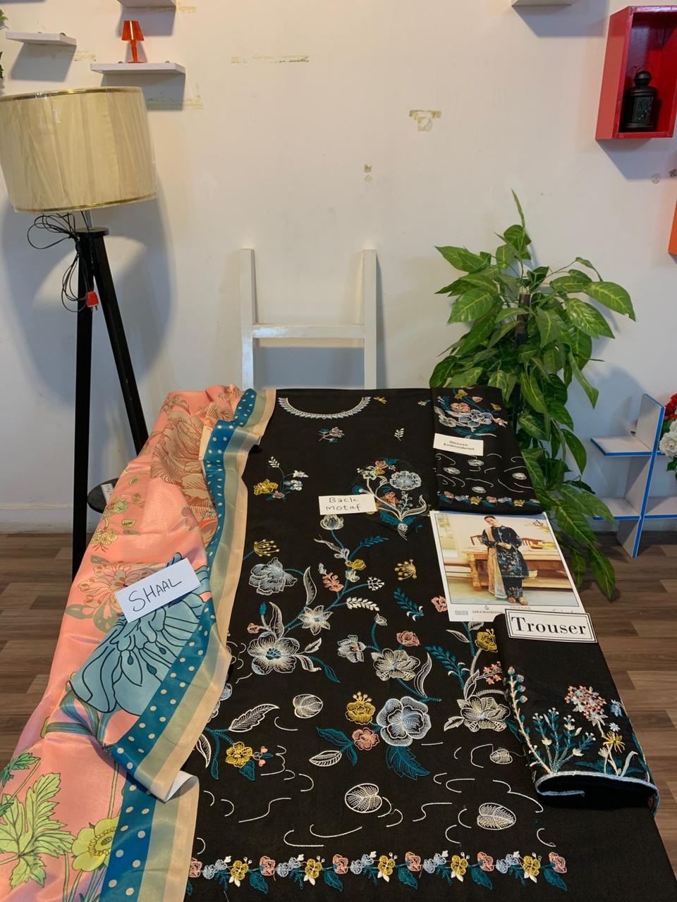 Fully EMB 3PC Dhanak Unstitched Winter Dress With Wool Shawl - W101
