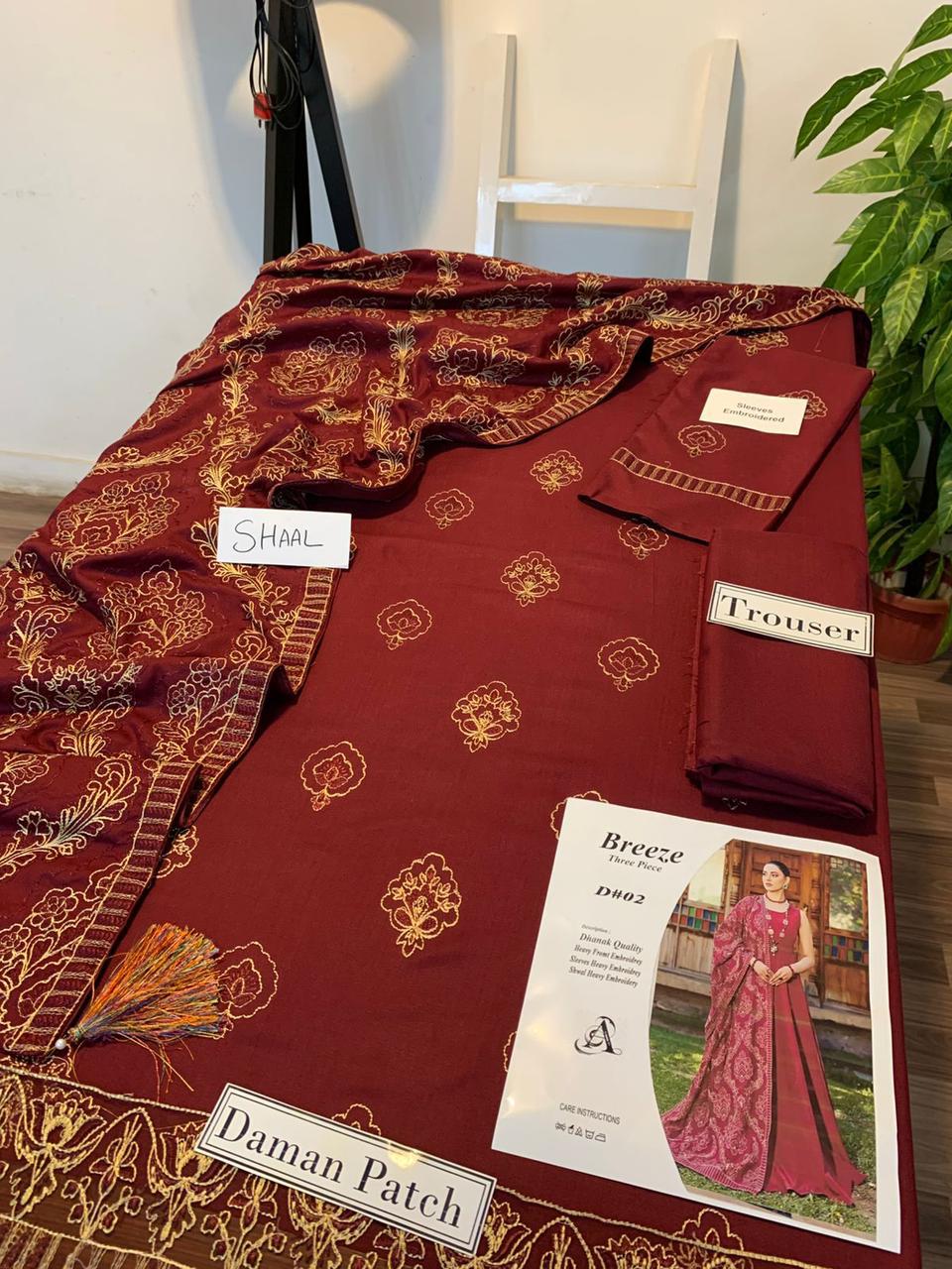 Fully Embroidered 3PC Dress With Heavy EMB Shawl - W2