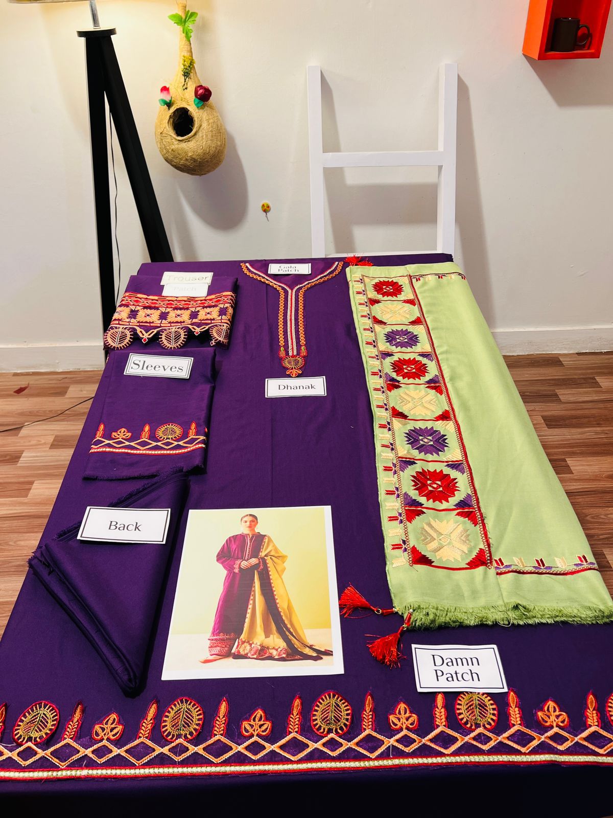 Fully EMB 3PC Dhanak Unstitched Winter Dress With EMB Shawl - W107