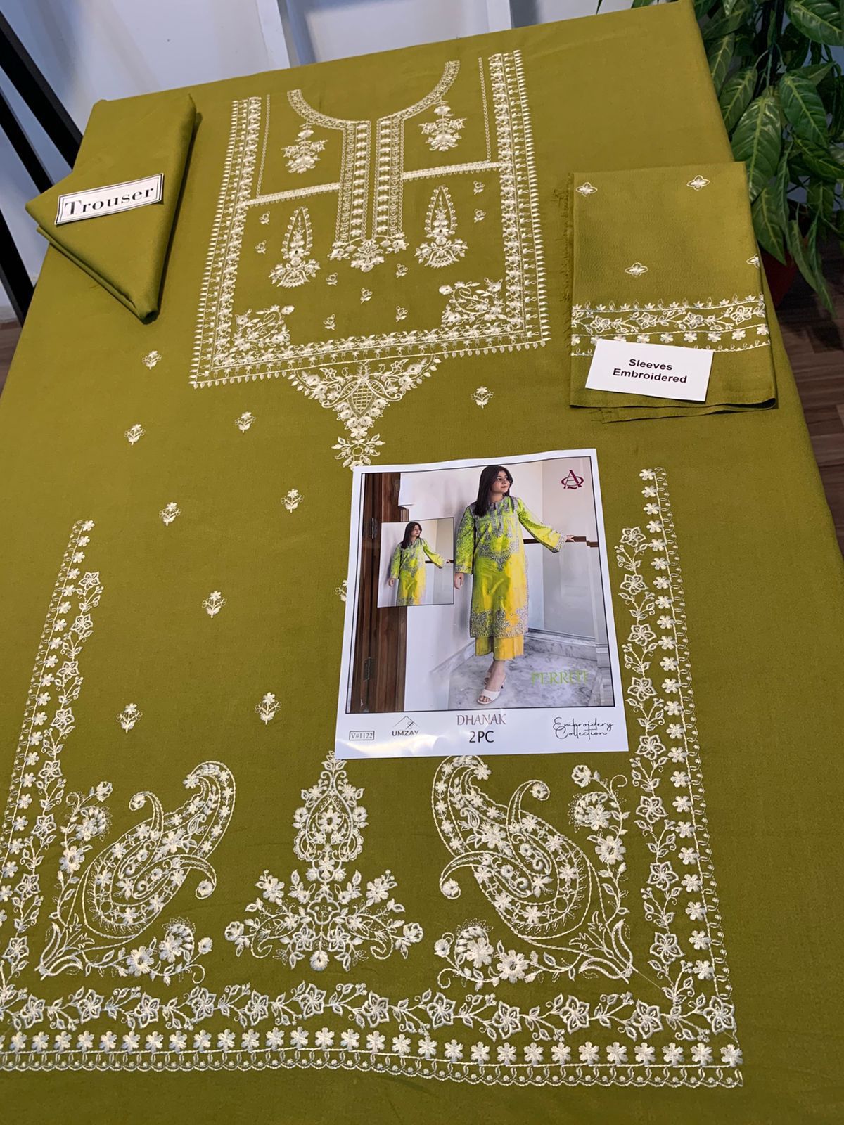 Embroidered 2Pc Dhanak Unstitched Winter Dress With EMB Patches - W610