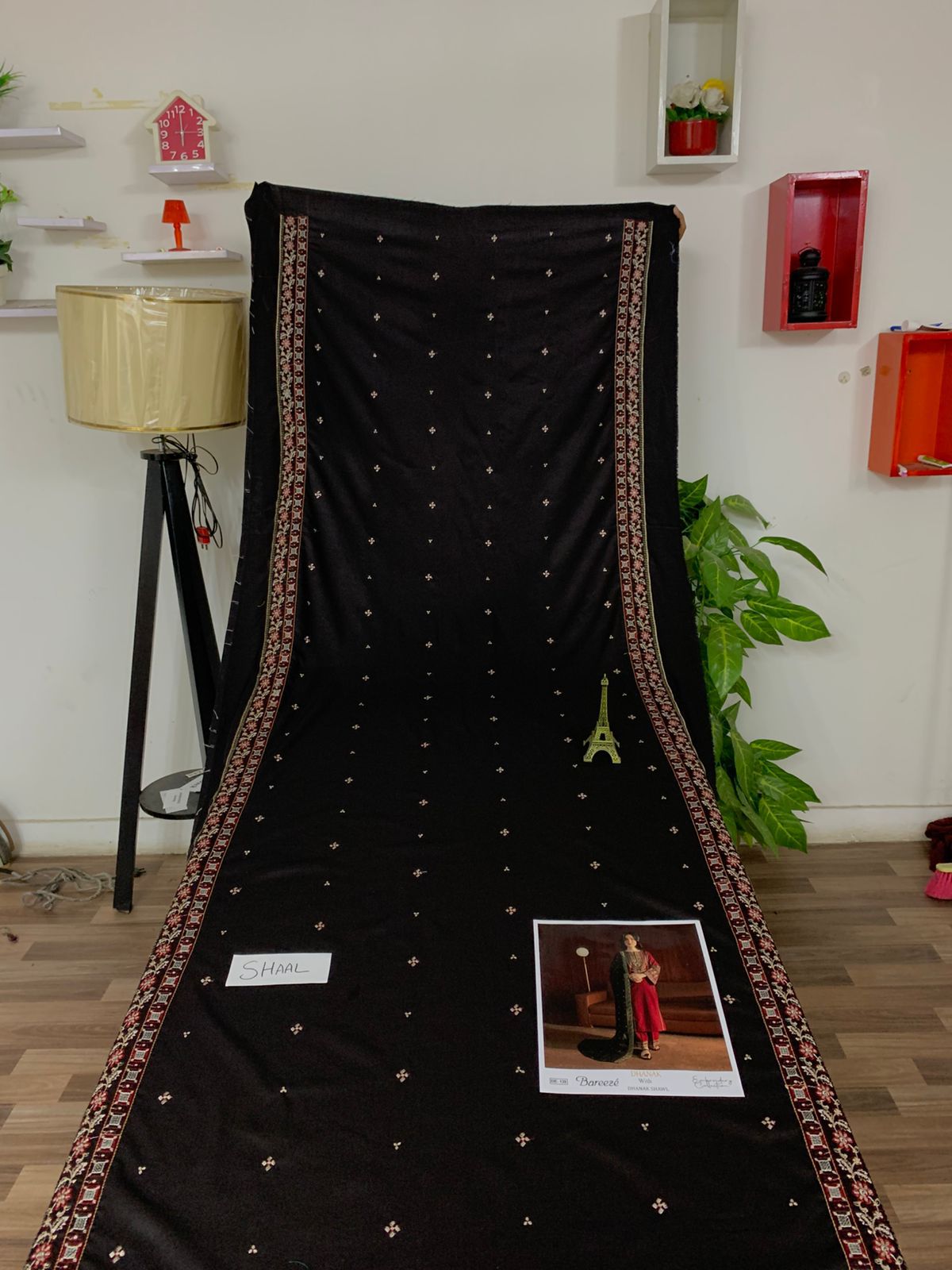 EMB 3PC Sequin Unstitched Winter Dress With EMB Shawl- DE-139