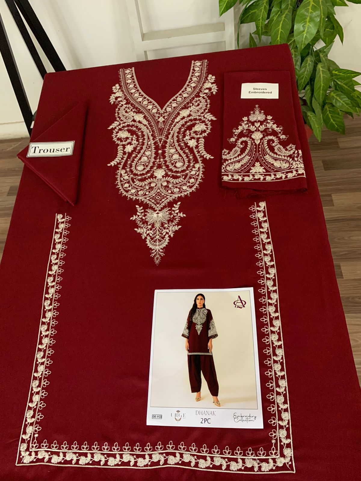 Embroidered 2Pc Dhanak Unstitched Winter Dress With EMB Patches - DE-1133MR