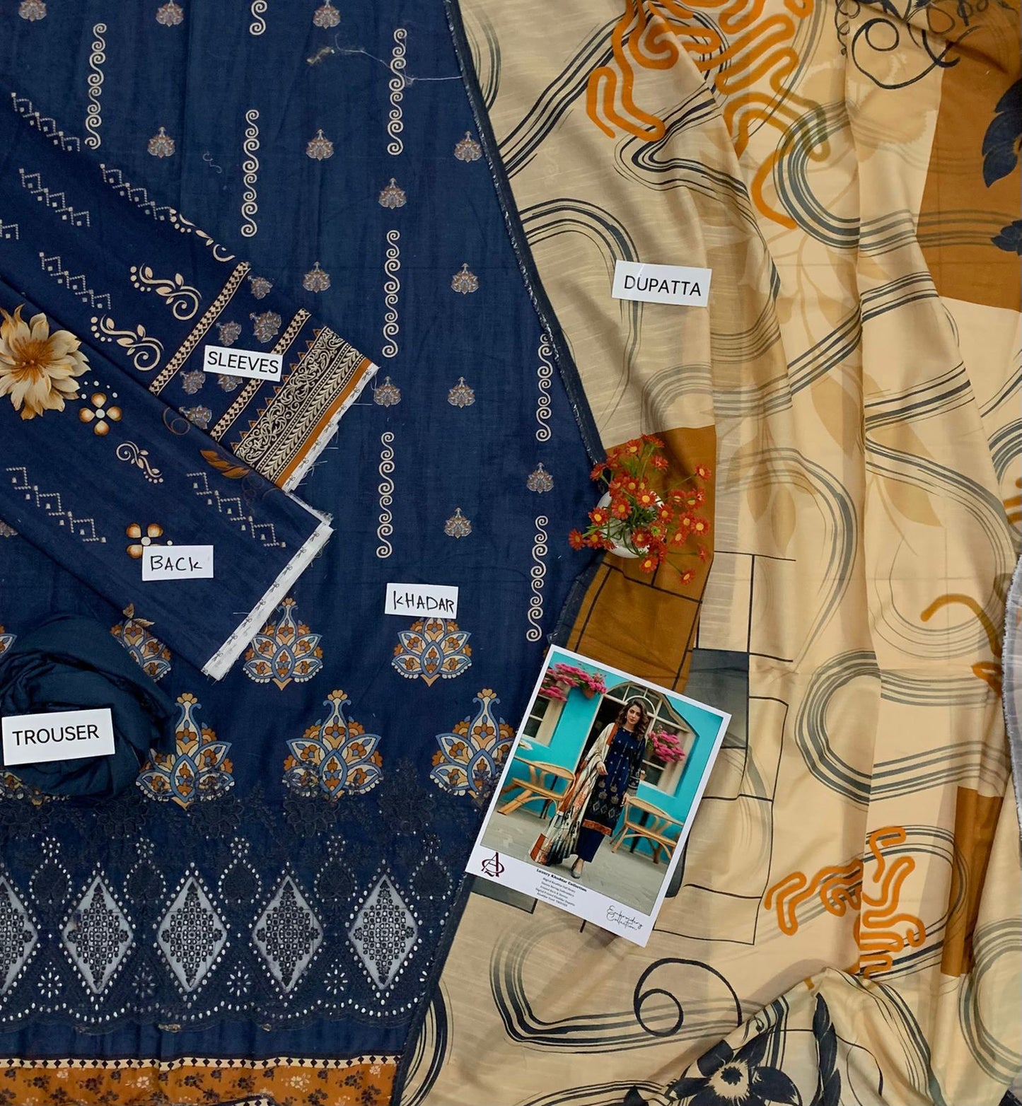 Khaddar 3PC Printed Chicken Kari Dress With Printed Shawl- KH-3