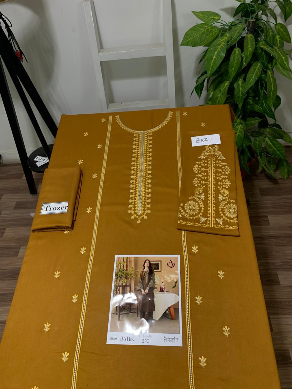 Embroidered 2Pc Dhanak Unstitched Winter Dress With EMB Patches - W633