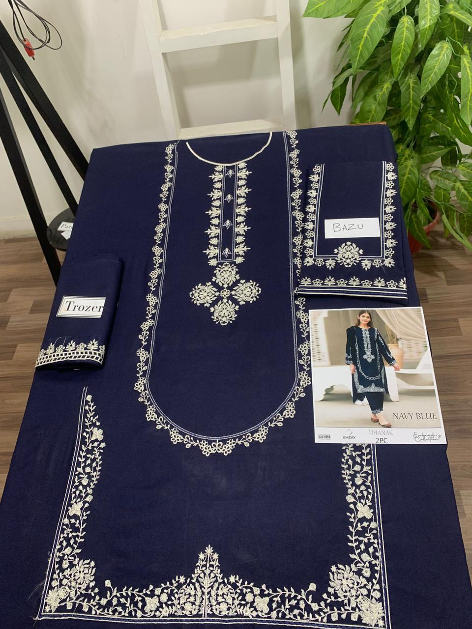 Embroidered 2Pc Dhanak Unstitched Winter Dress With EMB Patches - DE-55N