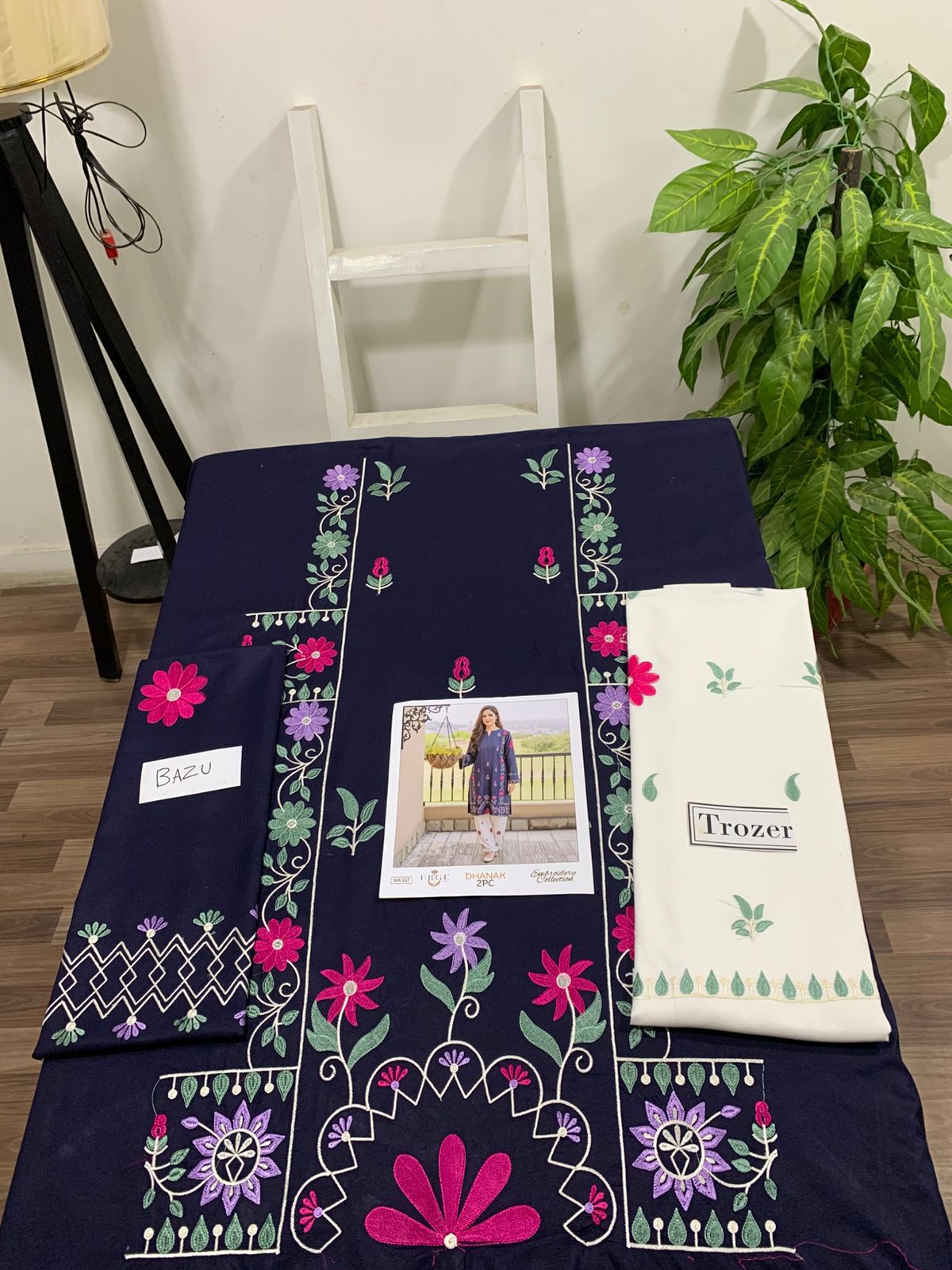 Embroidered 2Pc Dhanak Unstitched Winter Dress With EMB Patches - W639