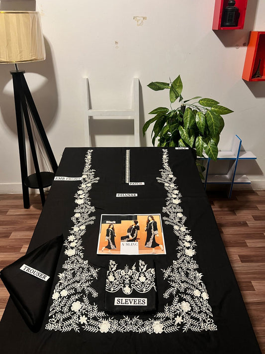 Embroidered 2Pc Dhanak Unstitched Winter Dress With EMB Patches - W10