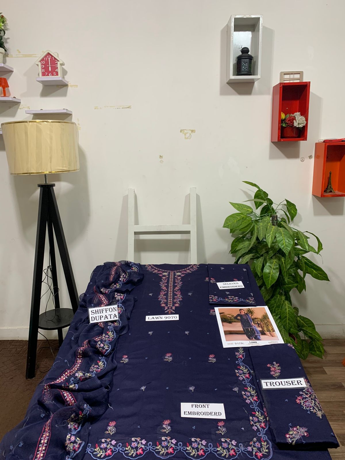 3 Piece - Embroidered Lawn Suit With Embroidered Chiffon Dupatta