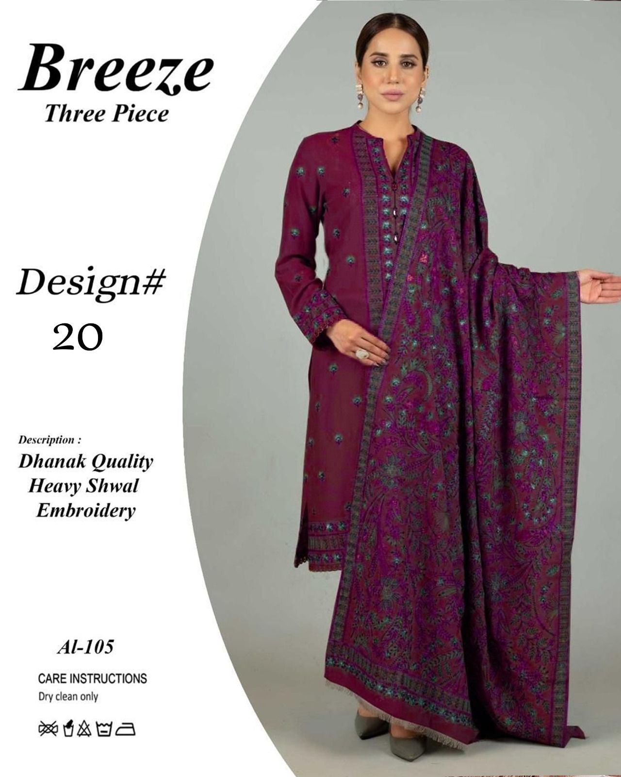 Fully Embroidered 3PC Dress With Heavy EMB Shawl - W20