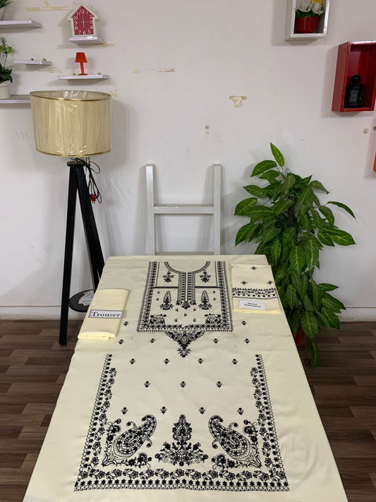 EMB 2Pc Dhanak Unstitched Winter Dress With EMB Patches - W629