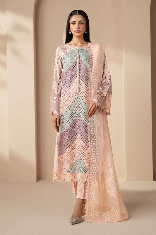3 Piece - Embroidered Lawn Suit With Chiffon Emb Dupatta AL-830C