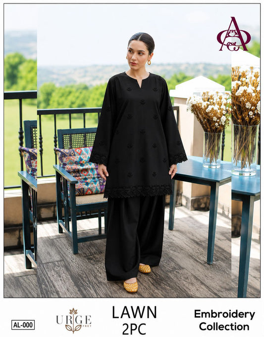 Embroidered 2Pc Lawn Unstitched Summer Dress