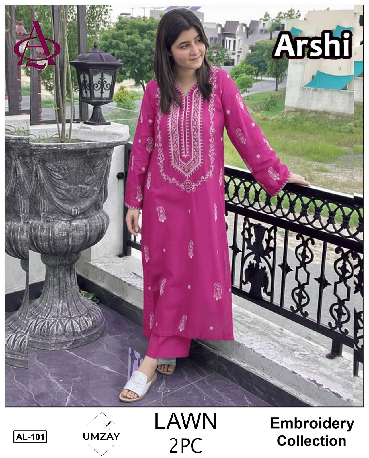 Embroidered 2Pc Lawn Unstitched Summer Dress AL-104