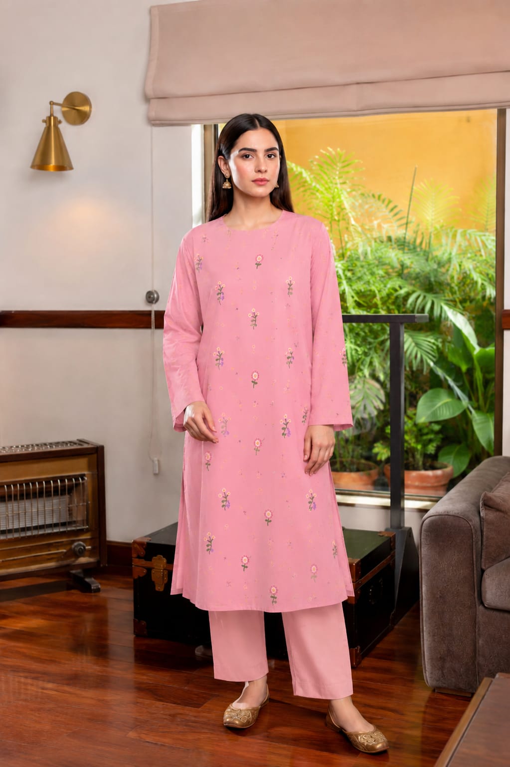 Embroidered 2Pc Lawn Unstitched Summer Dress - AL-154P