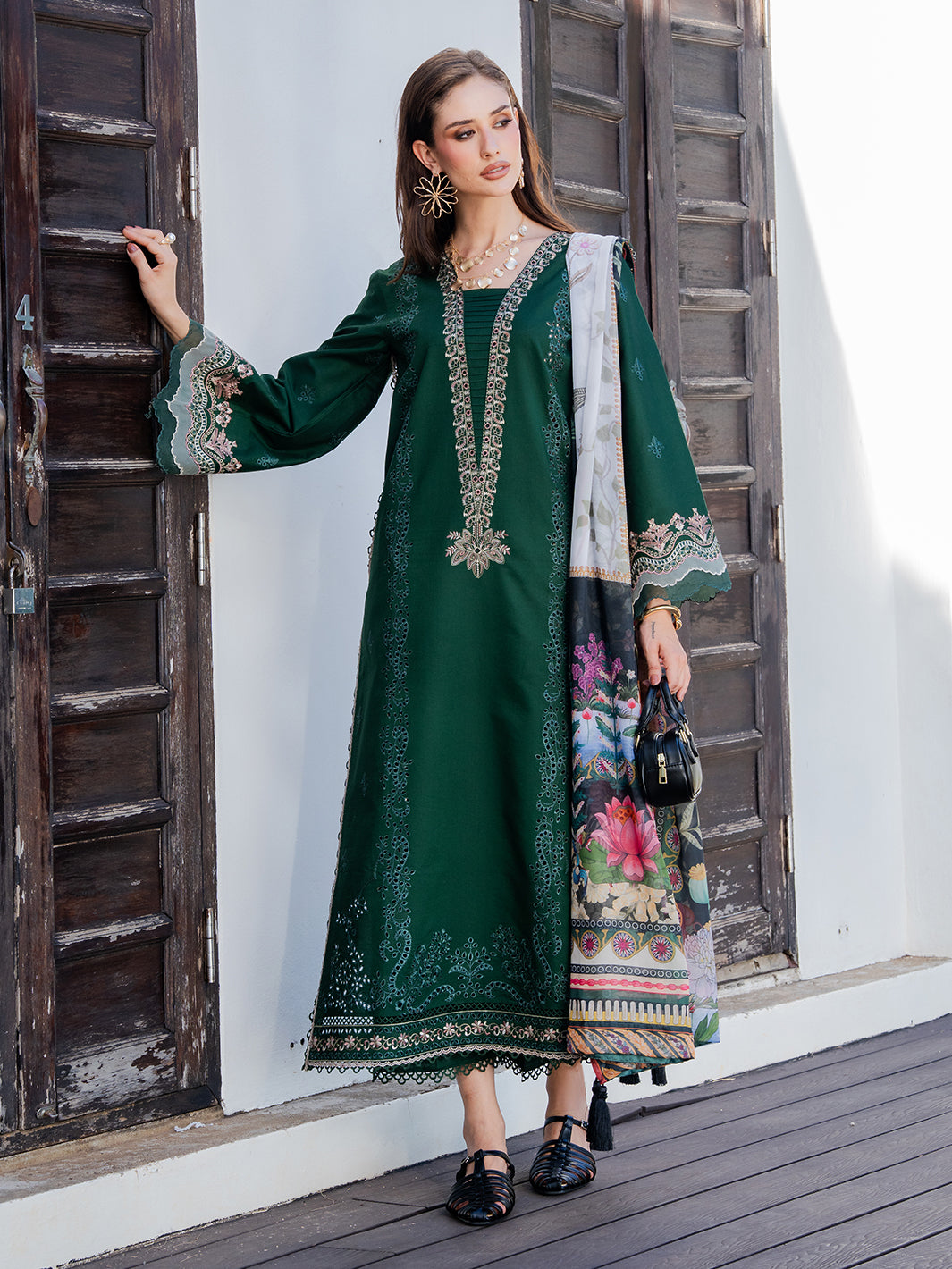 3-Piece Izel Premium Embroidered Dhanak Suit AL-803