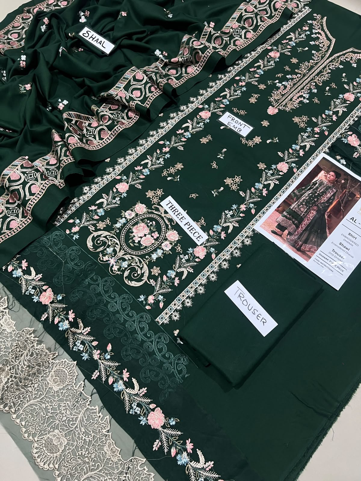 3-Piece Baroque Premium Embroidered Dhanak Suit AL-809
