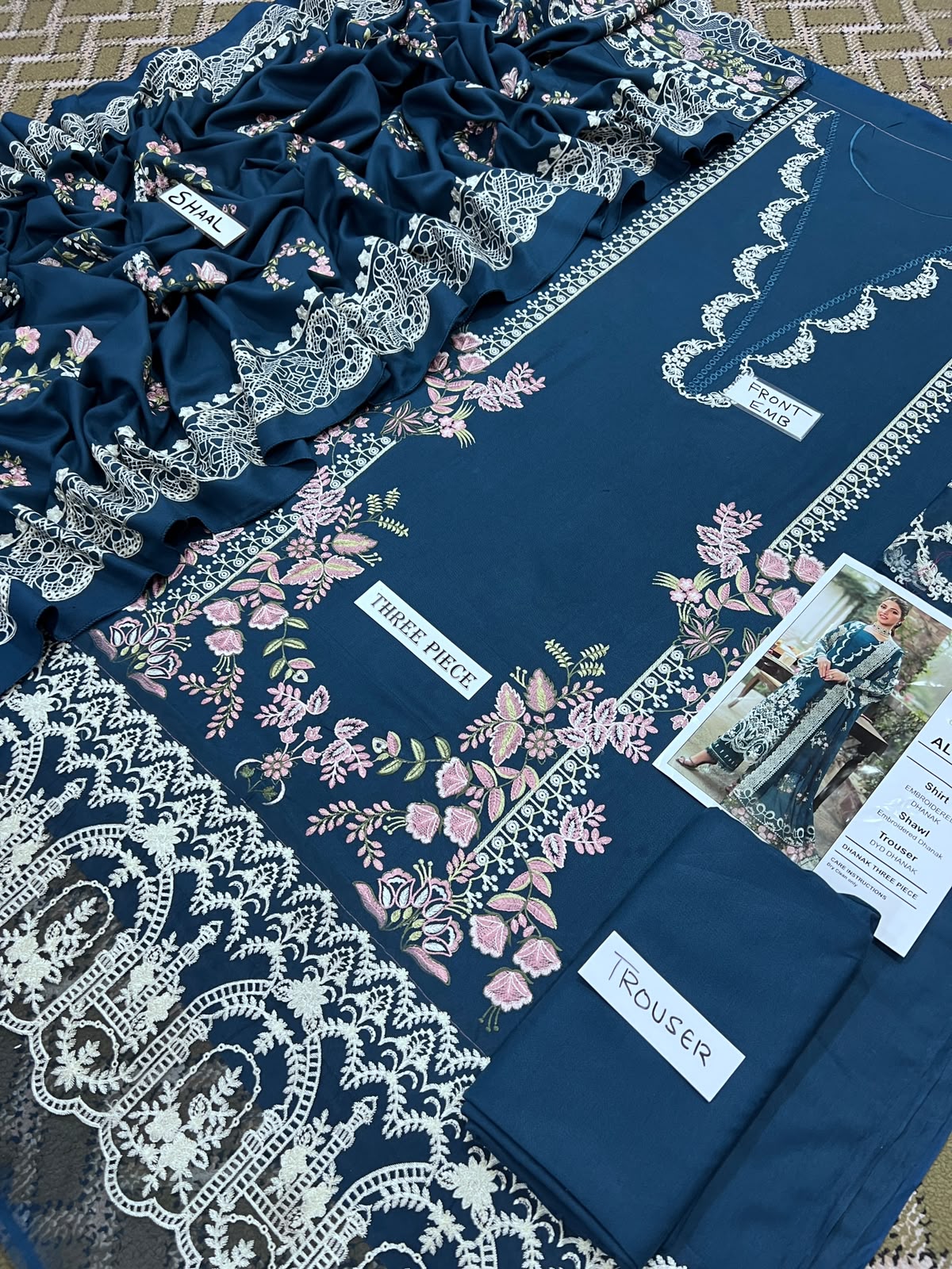 3-Piece Premium Embroidered Dhanak Suit AL-811ST