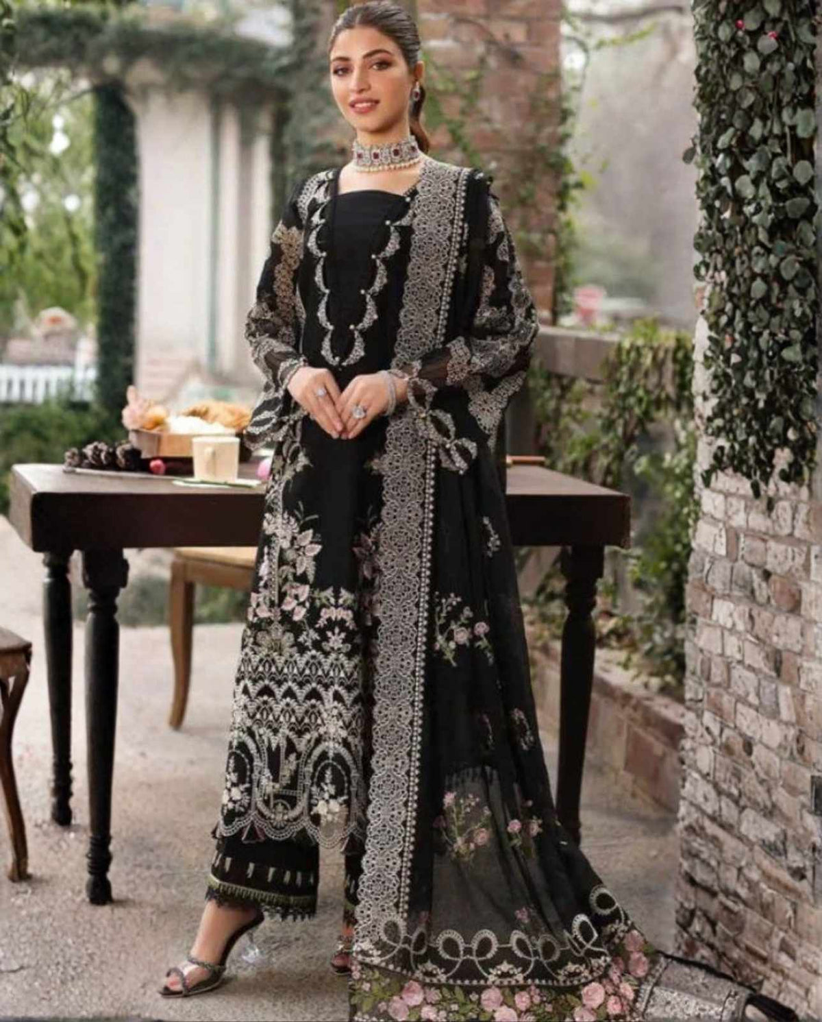 3-Piece Premium Embroidered Dhanak Suit AL-811ST