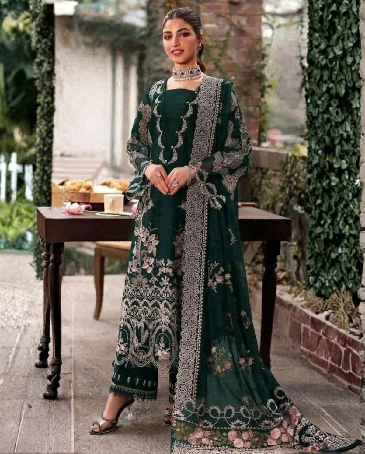3-Piece Premium Embroidered Dhanak Suit AL-811ST