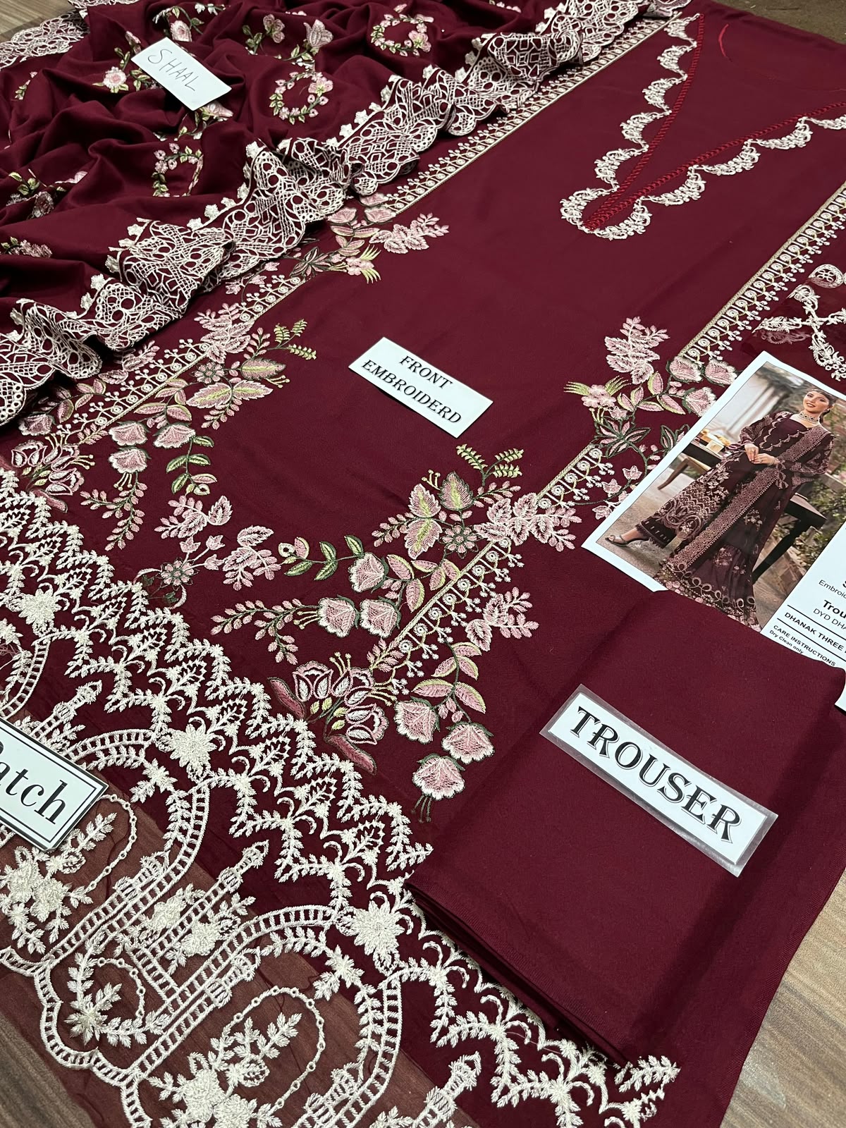 3-Piece Premium Embroidered Dhanak Suit AL-811ST