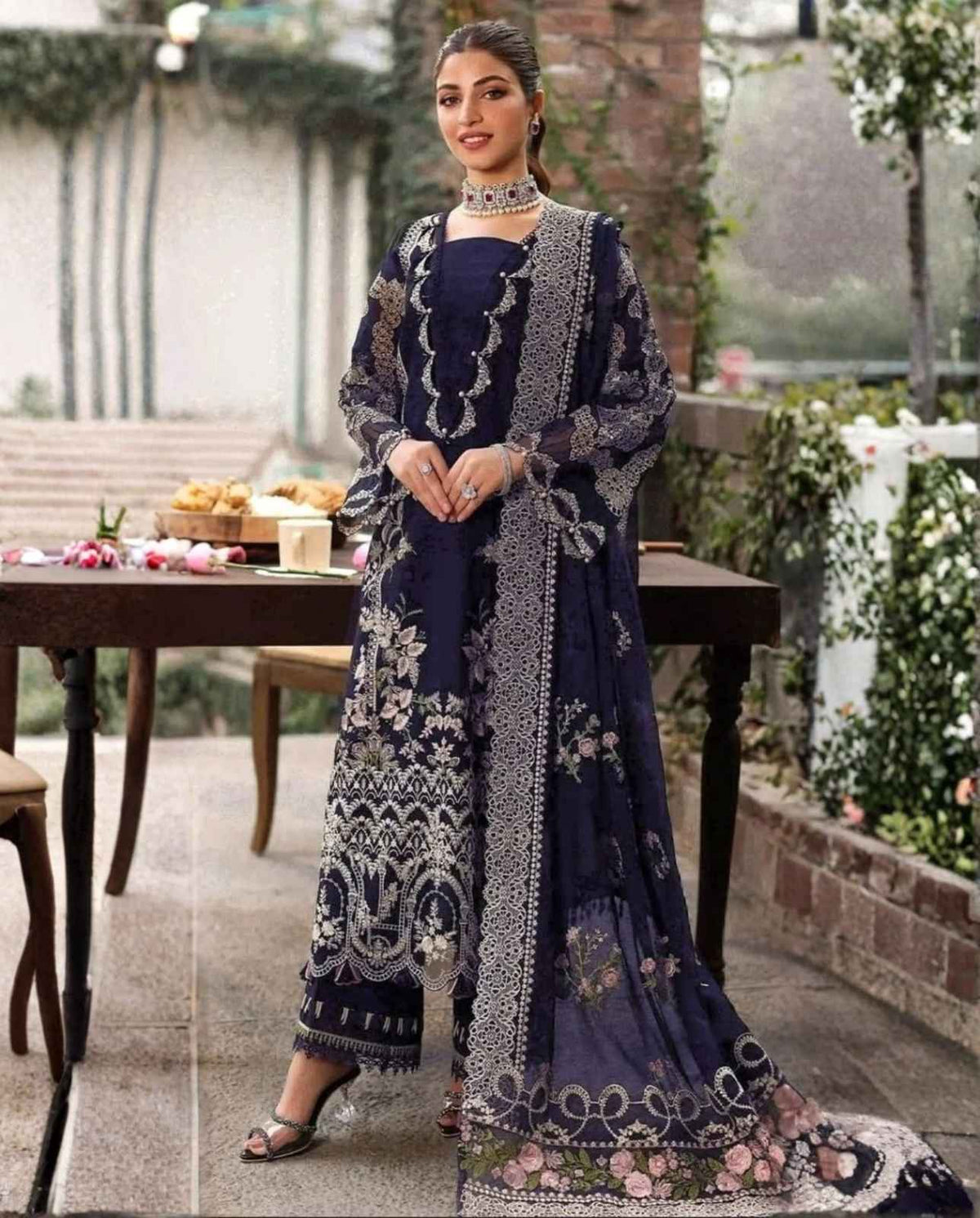 3-Piece Premium Embroidered Dhanak Suit AL-811ST