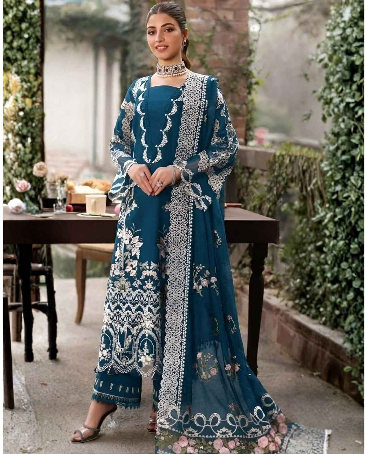 3-Piece Premium Embroidered Dhanak Suit AL-811ST