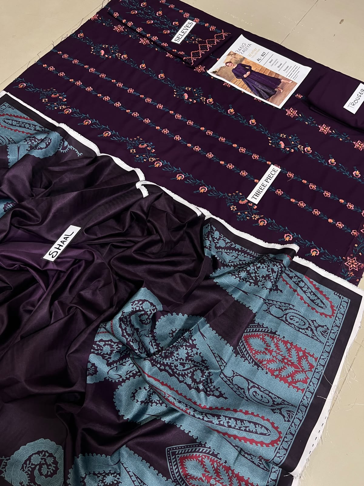 3-Piece Rang Rasiya Premium Embroidered Dhanak Suit AL-817