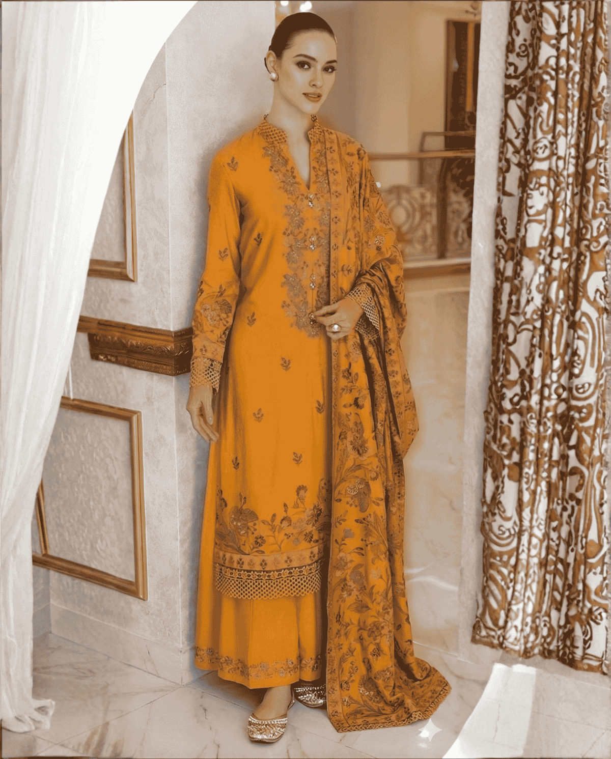 3-Piece Bareeze Inspired Premium Embroidered Dhanak Suit AL-823